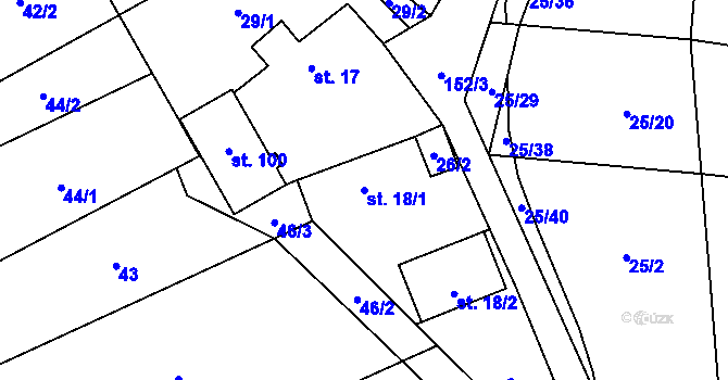 Parcela st. 18/1 v KÚ Čížkov, Katastrální mapa