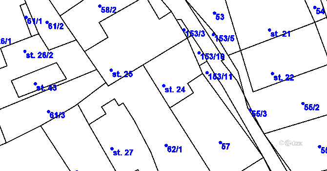 Parcela st. 24 v KÚ Čížkov, Katastrální mapa