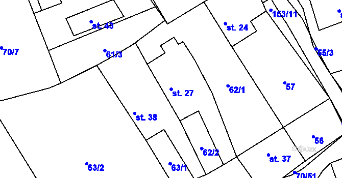 Parcela st. 27 v KÚ Čížkov, Katastrální mapa