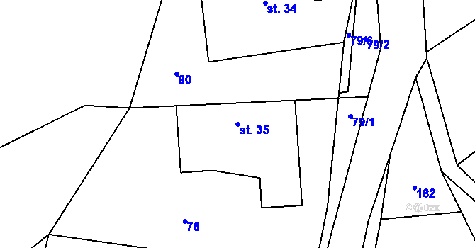 Parcela st. 35 v KÚ Čížkov, Katastrální mapa
