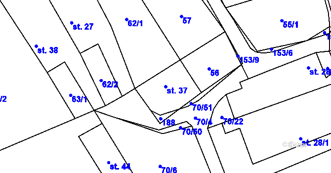 Parcela st. 37 v KÚ Čížkov, Katastrální mapa