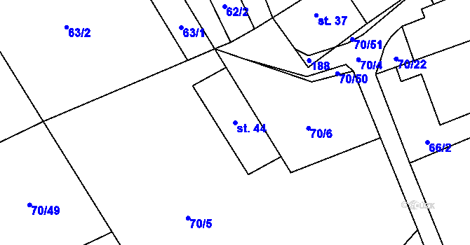 Parcela st. 44 v KÚ Čížkov, Katastrální mapa