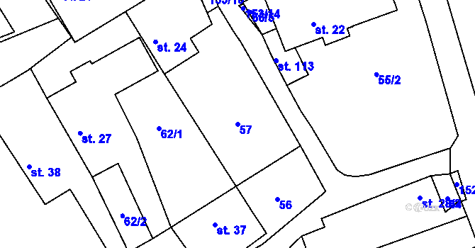 Parcela st. 57 v KÚ Čížkov, Katastrální mapa