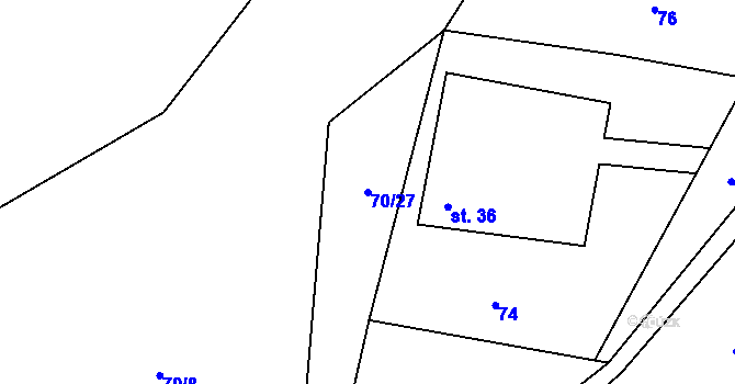 Parcela st. 70/27 v KÚ Čížkov, Katastrální mapa