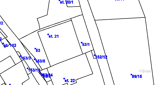 Parcela st. 52/1 v KÚ Čížkov, Katastrální mapa