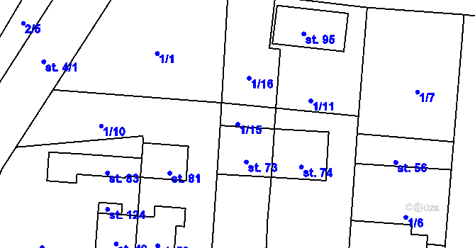 Parcela st. 1/15 v KÚ Čížkov, Katastrální mapa