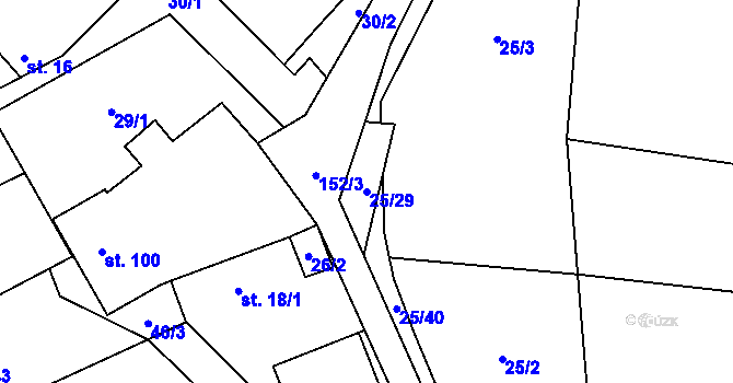 Parcela st. 25/29 v KÚ Čížkov, Katastrální mapa