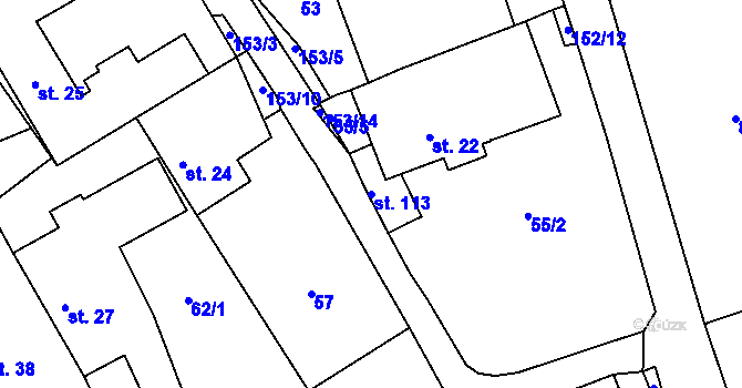 Parcela st. 113 v KÚ Čížkov, Katastrální mapa