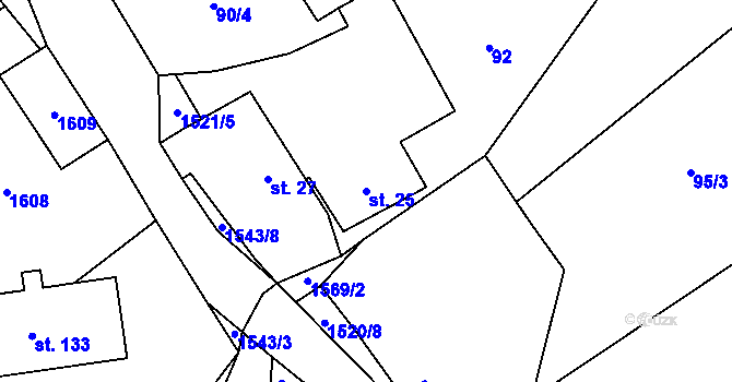 Parcela st. 25 v KÚ Čížkov u Blovic, Katastrální mapa