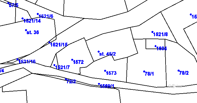 Parcela st. 45/2 v KÚ Čížkov u Blovic, Katastrální mapa