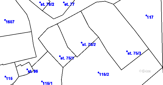 Parcela st. 75/2 v KÚ Čížkov u Blovic, Katastrální mapa