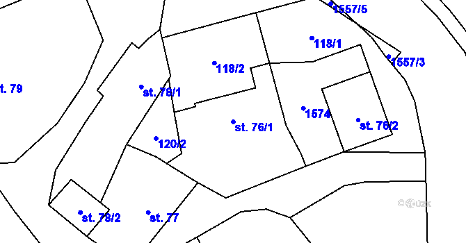 Parcela st. 76/1 v KÚ Čížkov u Blovic, Katastrální mapa