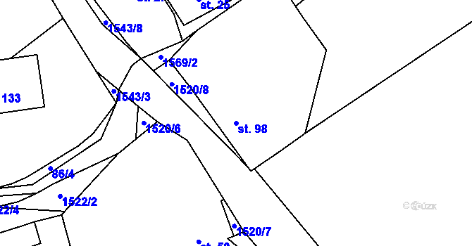 Parcela st. 98 v KÚ Čížkov u Blovic, Katastrální mapa