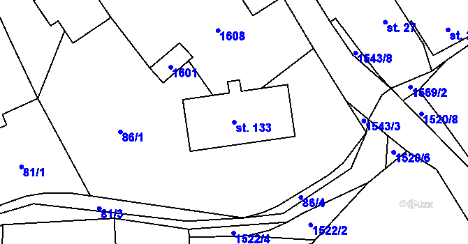 Parcela st. 133 v KÚ Čížkov u Blovic, Katastrální mapa