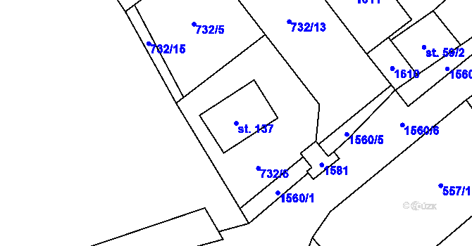 Parcela st. 137 v KÚ Čížkov u Blovic, Katastrální mapa