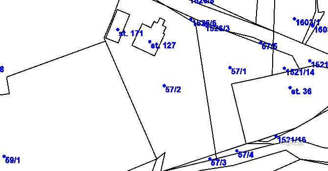 Parcela st. 57/2 v KÚ Čížkov u Blovic, Katastrální mapa