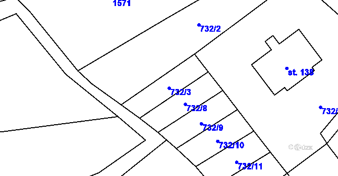Parcela st. 732/3 v KÚ Čížkov u Blovic, Katastrální mapa
