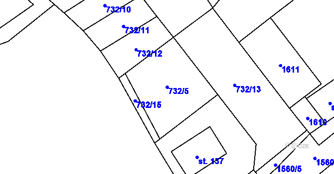 Parcela st. 732/5 v KÚ Čížkov u Blovic, Katastrální mapa