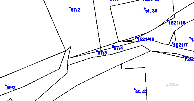 Parcela st. 57/3 v KÚ Čížkov u Blovic, Katastrální mapa