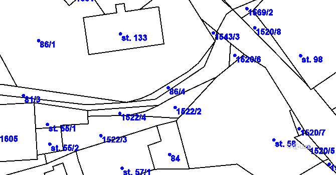 Parcela st. 86/4 v KÚ Čížkov u Blovic, Katastrální mapa