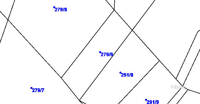Parcela st. 279/9 v KÚ Čížkov u Blovic, Katastrální mapa