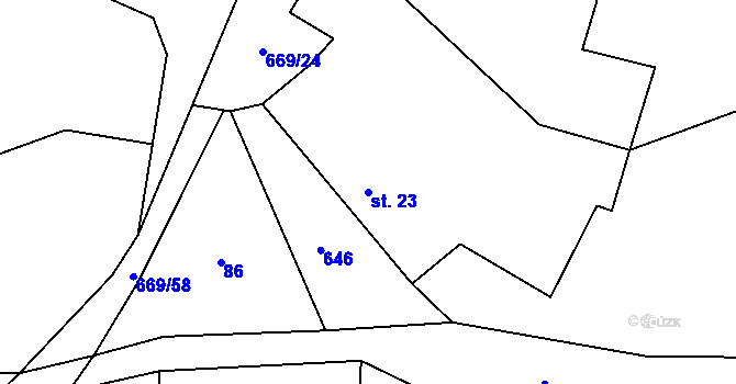 Parcela st. 23 v KÚ Zahrádka u Čížkova, Katastrální mapa