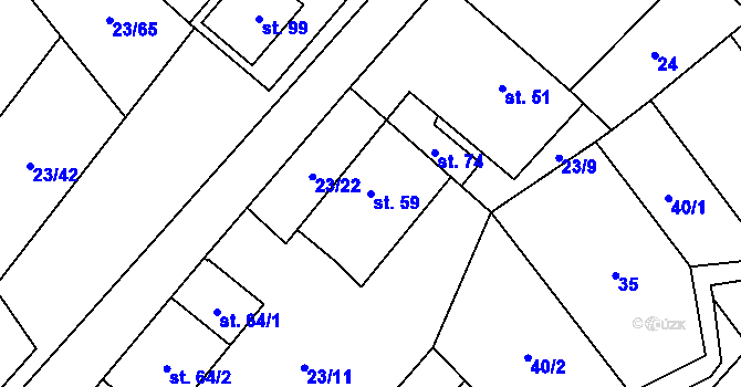Parcela st. 59 v KÚ Zahrádka u Čížkova, Katastrální mapa