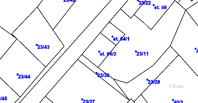 Parcela st. 64/2 v KÚ Zahrádka u Čížkova, Katastrální mapa