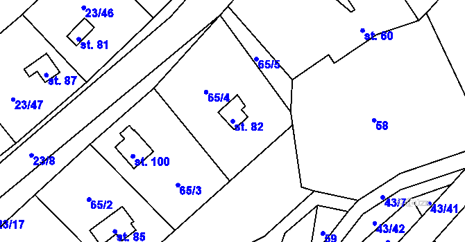 Parcela st. 82 v KÚ Zahrádka u Čížkova, Katastrální mapa