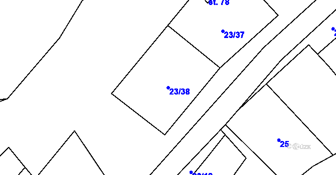 Parcela st. 23/38 v KÚ Zahrádka u Čížkova, Katastrální mapa