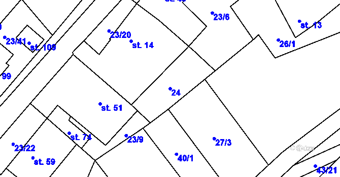 Parcela st. 24 v KÚ Zahrádka u Čížkova, Katastrální mapa