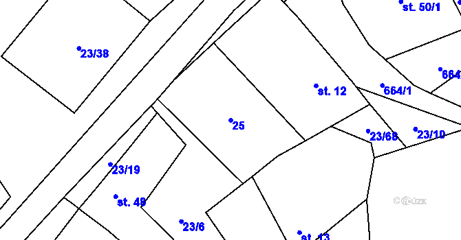 Parcela st. 25 v KÚ Zahrádka u Čížkova, Katastrální mapa