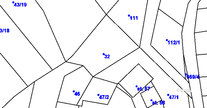 Parcela st. 32 v KÚ Zahrádka u Čížkova, Katastrální mapa