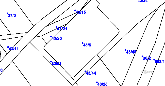 Parcela st. 43/5 v KÚ Zahrádka u Čížkova, Katastrální mapa