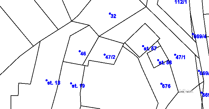 Parcela st. 47/2 v KÚ Zahrádka u Čížkova, Katastrální mapa