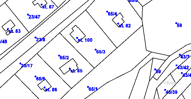 Parcela st. 65/3 v KÚ Zahrádka u Čížkova, Katastrální mapa