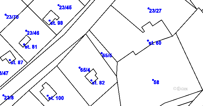 Parcela st. 65/5 v KÚ Zahrádka u Čížkova, Katastrální mapa