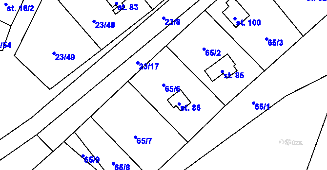 Parcela st. 65/6 v KÚ Zahrádka u Čížkova, Katastrální mapa