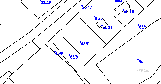 Parcela st. 65/7 v KÚ Zahrádka u Čížkova, Katastrální mapa
