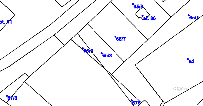 Parcela st. 65/8 v KÚ Zahrádka u Čížkova, Katastrální mapa