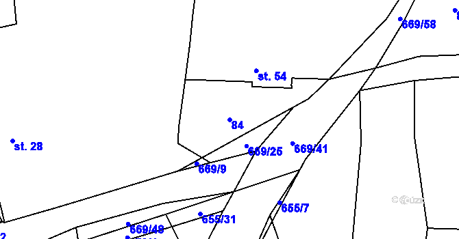 Parcela st. 84 v KÚ Zahrádka u Čížkova, Katastrální mapa