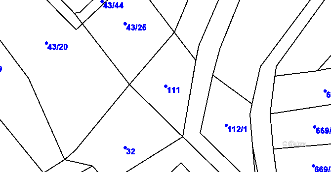 Parcela st. 111 v KÚ Zahrádka u Čížkova, Katastrální mapa