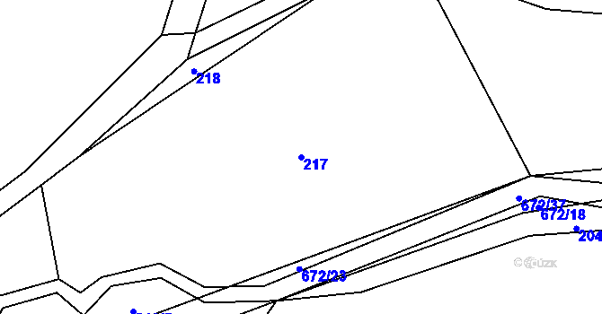Parcela st. 217 v KÚ Zahrádka u Čížkova, Katastrální mapa