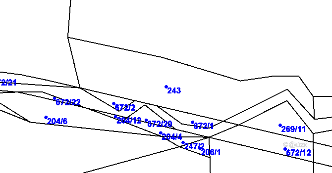 Parcela st. 243 v KÚ Zahrádka u Čížkova, Katastrální mapa