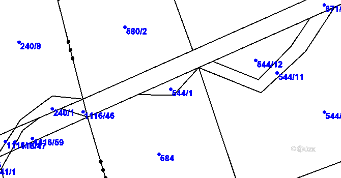 Parcela st. 544/1 v KÚ Zahrádka u Čížkova, Katastrální mapa