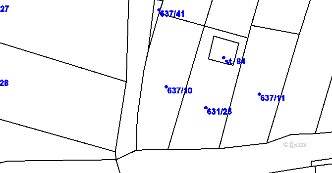 Parcela st. 637/10 v KÚ Zahrádka u Čížkova, Katastrální mapa