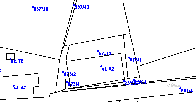 Parcela st. 673/3 v KÚ Zahrádka u Čížkova, Katastrální mapa