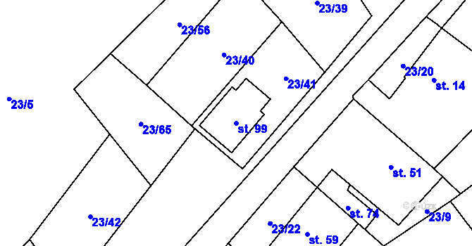 Parcela st. 99 v KÚ Zahrádka u Čížkova, Katastrální mapa