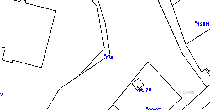 Parcela st. 9/4 v KÚ Zahrádka u Čížkova, Katastrální mapa