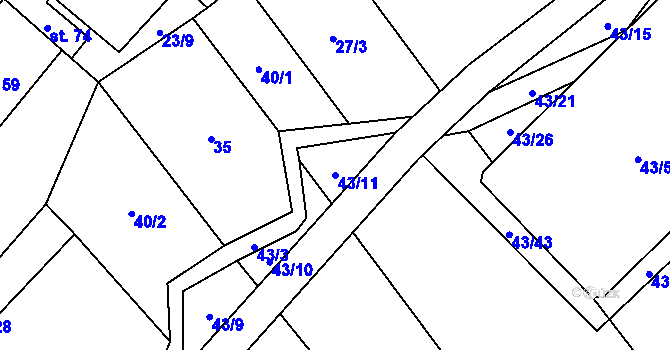 Parcela st. 43/11 v KÚ Zahrádka u Čížkova, Katastrální mapa